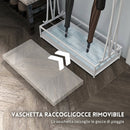 Portaombrelli 50x24x68 cm con Vaschetta per l'Acqua 21 Fori e 24 Ganci per Ombrello in Acciaio Bianco      