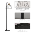 Lampada da Terra 44x34x154 cm in Metallo e Rattan Nero