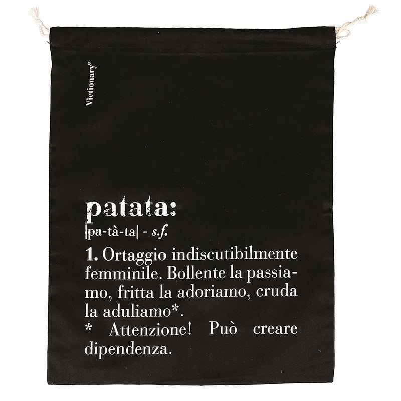 Sacchetto potato/patata 40x30 cm in Cotone VdE Tivoli 1996 Nero