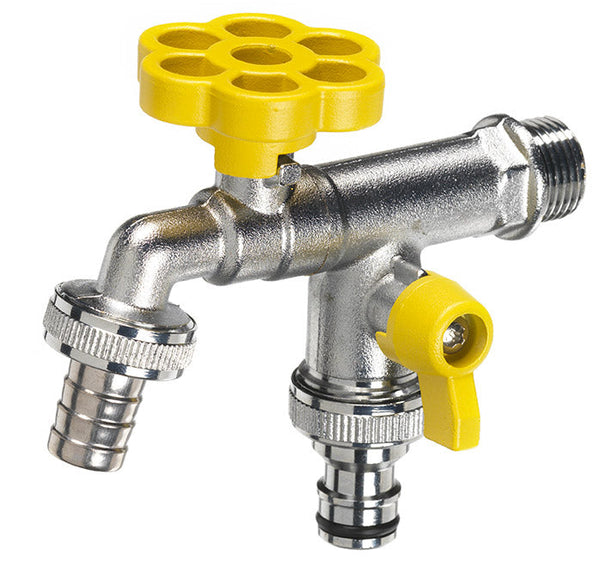 online Rubinetto a Sfera Doppio per Fontana da Giardino con Fiore e Leva Colorate Belfer RUB/030 Giallo