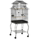 Voliera Gabbia per Uccelli 50x49x137 cm in Acciaio Nero