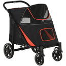 Passeggino per Cani Taglia Media e Grande 112x65x100 cm Pieghevole con Ingressi a Cerniera Nero e Rosso  