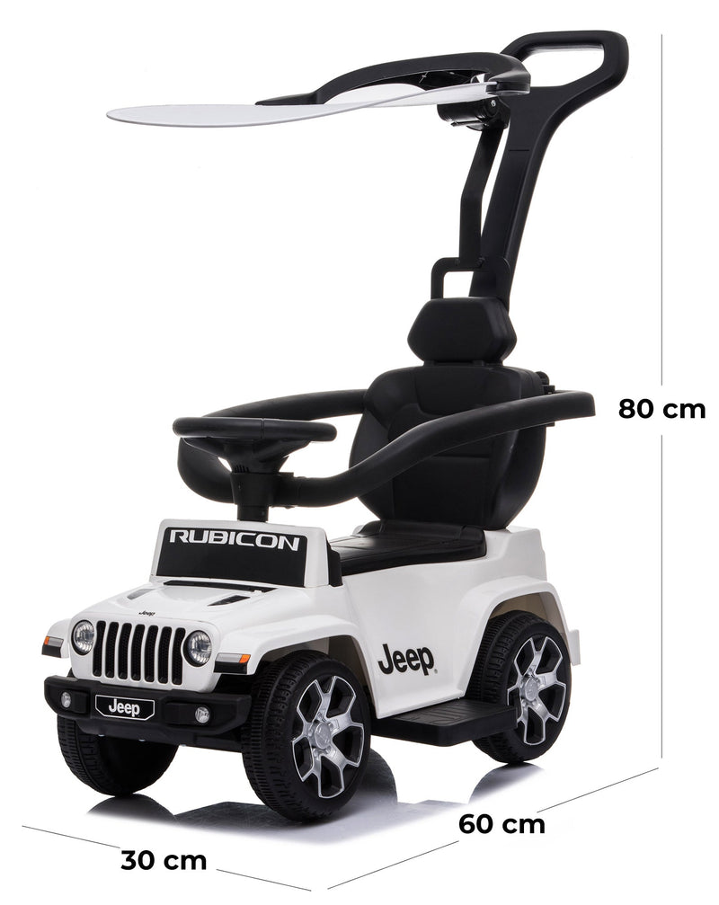 Macchina a Spinta per Bambini con Parasole con Licenza Jeep Rubicon Bianca