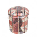 Set 2 Pouf Contenitore Tondo in MDF Panna e Rosso