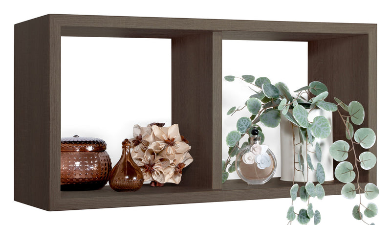 Mensola Rettangolare 2 Scomparti da Parete 70x30x23,7 cm in Fibra di Legno Morgana Maxi Noce