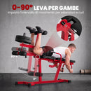 Leg Extension e Curl 3 in 1 58x163x118 cm Capacità 300 kg in Acciaio e Pelle PU Rosso Nero      