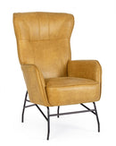 Poltrona Soggiorno 70x84x109 cm Nasira in Ecopelle Senape