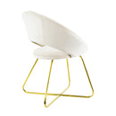 Poltrona Imbottita 66x65x68 cm in Tessuto Effetto Velluto Beige