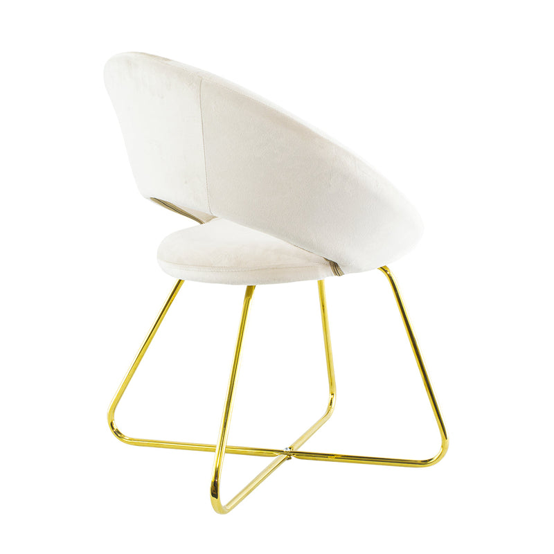 Poltrona Imbottita 66x65x68 cm in Tessuto Effetto Velluto Beige