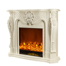 Camino Elettrico da Pavimento 102x120x33 cm Effetto Fiamma 1500W Perla mini Bianco