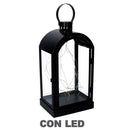 Lanterna con Led in Metallo nero cm 20,2x15,2xh38,5/46