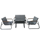 Set Salotto da Giardino 4 Posti Tavolino con Top in Vetro Nero Saint Martin      