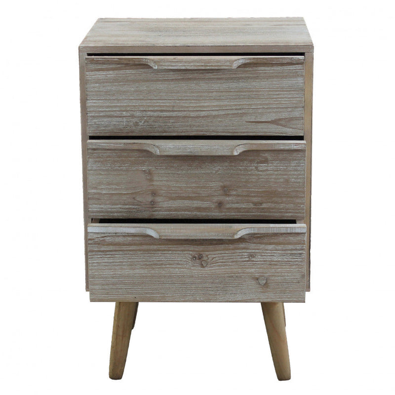 Mobiletto 3 Cassetti con Gambe in Legno 40x36x64 h cm in Legno di paulownia Tortora