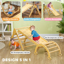 Gioco Arrampicata Bambini 178x64,5x63 cm con Triangolo e Arco Montessori e Rampa con Pietre in Legno      