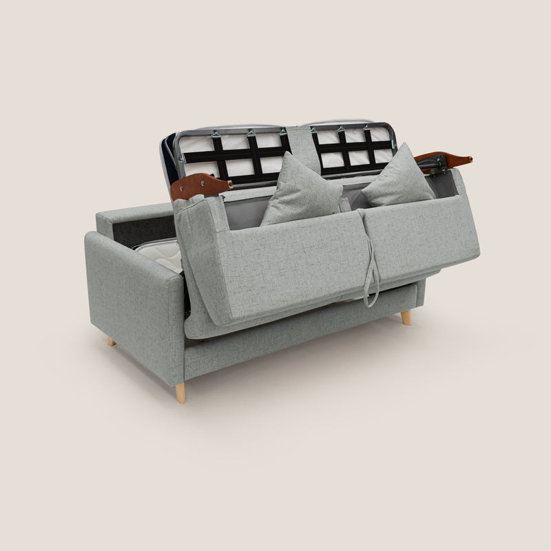 Divano Letto 3 Posti 180x94x97 cm in Tessuto Grigio Chiaro