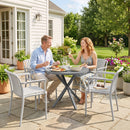 Set di 4 Sedie da Giardino Impilabili 58x57,5x79,5 cm con Braccioli Design a Doghe in Plastica Grigio      