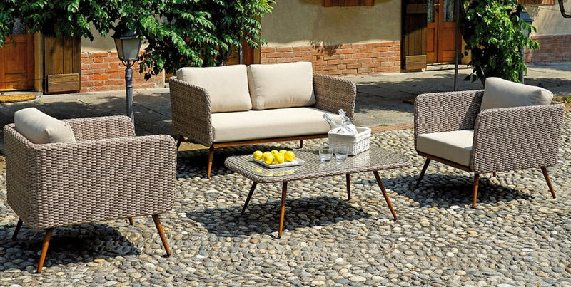 Set da Giardino in Wicker e Alluminio Vorghini Salamanca Beige