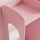 Toeletta per Bambini 3-8 Anni 3 in 1 92x36x103,3 cm con Sgabello Specchio con Luci a 2 Colori e Appendiabiti in MDF Rosa      