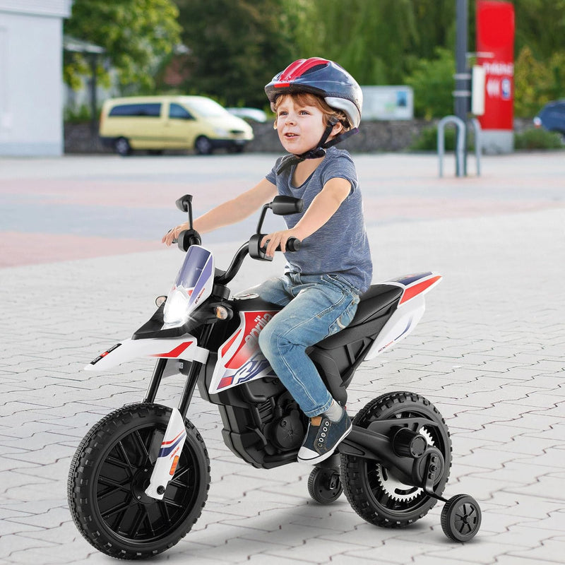 Moto Elettrica per Bambini 12V con Licenza Aprilia RX-125 Motocross Bianca