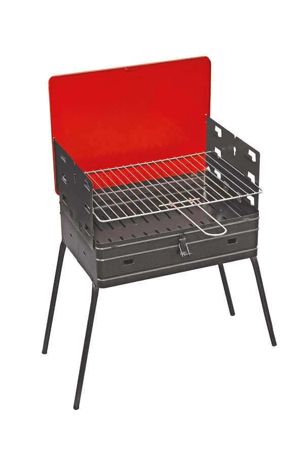 Barbecue a Carbone a Valigetta Portatile 40x30x72 cm Braciere Estraibile in Acciaio Nero e Rosso sconto