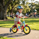 Balance Bike Bicicletta Senza Pedali per Bambini 12" Licenza Disney Mickey Azzurro e Rosso
