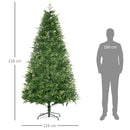 Albero di Natale Artificiale H228 cm 2056 Rami Decorato con Base in Metallo Verde