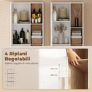 Mobile Bagno Alto 62,5x35x176 cm Salvaspazio con 2 Ante e 4 Ripiani Aperti in MDF Bianco      