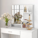 Consolle Trucco 90x38x138 cm con Specchio Cassetto e Mobiletto in Truciolato Bianco   