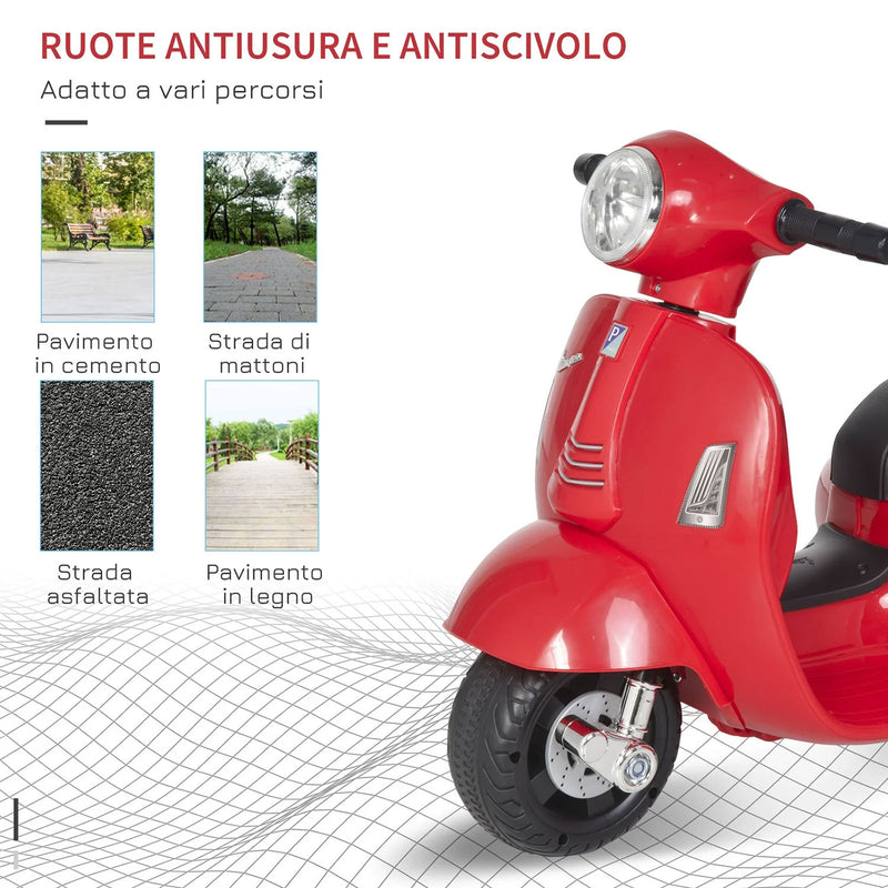 Scooter Elettrico per Bambini Licenza Ufficiale Piaggio Vespa Small 7,2V 2,5Ah Rosso      