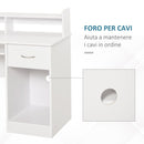 Scrivania 104 x 48 x 95,5 cm con Ripiano Tastiera Estraibile e Mensole  in Legno  Bianco