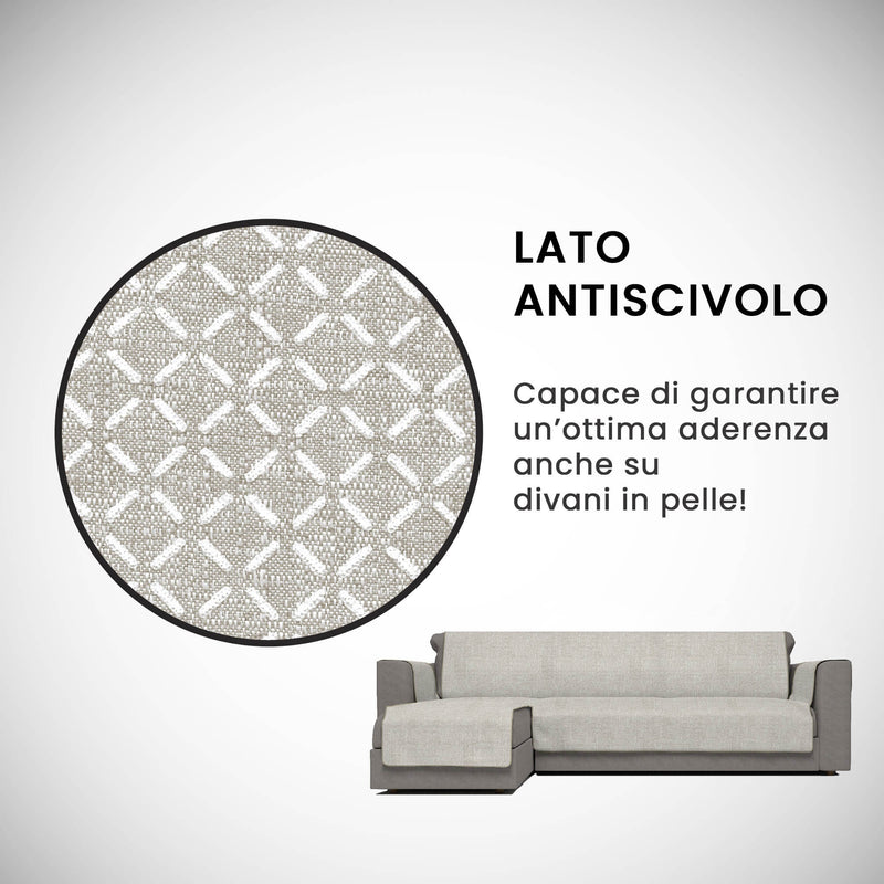 Copridivano in Poliestere con Penisola Sinistra Beige Varie Misure