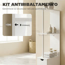 Colonna Bagno con Armadietto, Ripiani e Cassetti, in Legno, 15x33x136.8 cm, Bianco      