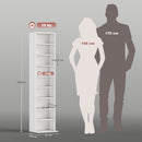 Libreria Scaffale Porta CD 33x24x140 cm con 6 Ripiani Regolabili Capacità di 260 CD/120 DVD Bianco      