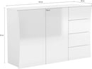 Mobile Multiuso 2 Ante 4 Cassetti 124x40x81 cm Arco Bianco Lucido