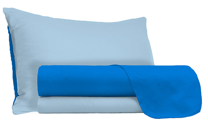 Set Lenzuola Sopra Sotto e Federe Doubleface Royal\/Azzurro