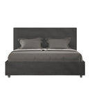 Letto Matrimoniale con Alzata Comoda Imbottito in Microfibra Mika Grigio Varie Misure