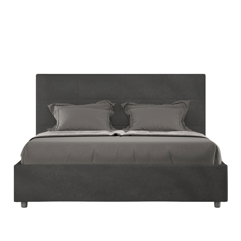 Letto 1 Piazza E Mezzo Imbottito in Microfibra Mika Grigio Varie Misure