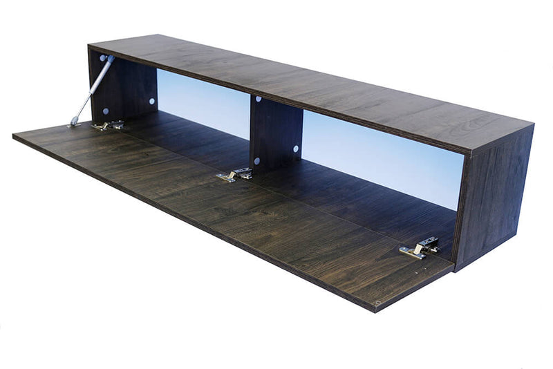 Parete Attrezzata Mobili Salotto 4 Mobili Sospesi 115x255x29cm TFT  Cube Bianco Lucido e Quercia Wengè