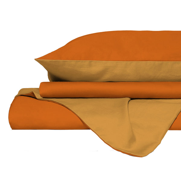 Copripiumino con Sacco e Federe in Tinta Unita Double Face Linea Vera Arancio e Giallo prezzo