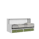Letto Singolo A Scomparsa Kando Con Divano Con Materasso Bianco Frassino e Verde      