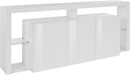 Credenza con 3 Ante e Ripiani in Vetro a Giorno 200x40x80 cm Essential 3A Bianco Lucido  