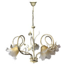 Lampadario 5xE14 Montatura Avorio Oro Vetro Satinato Sfumato Ambra E-Energy Melania