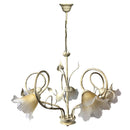 Lampadario 5xE14 Montatura Avorio Oro Vetro Satinato Sfumato Ambra E-Energy Melania