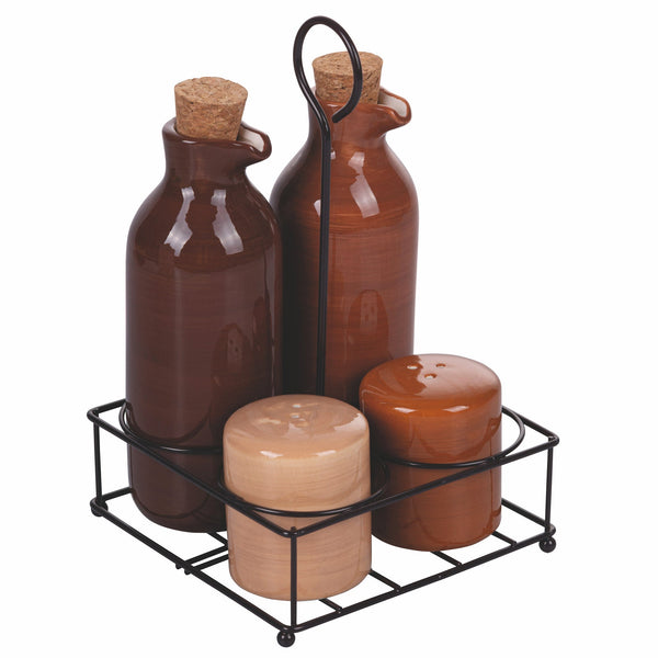 acquista Menage 5 Stück aus Keramik mit Metallständer Villa d'Este Home Tivoli Baita Chocolate