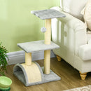 Albero Tiragraffi per Gatti a 3 Livelli 40x35x72 cm con Tiragraffi Grigio Chiaro  