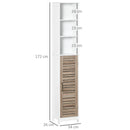 Mobile a Colonna per Bagno 3 Ripiani 1 Anta 34x30x172 cm in MDF Bianco