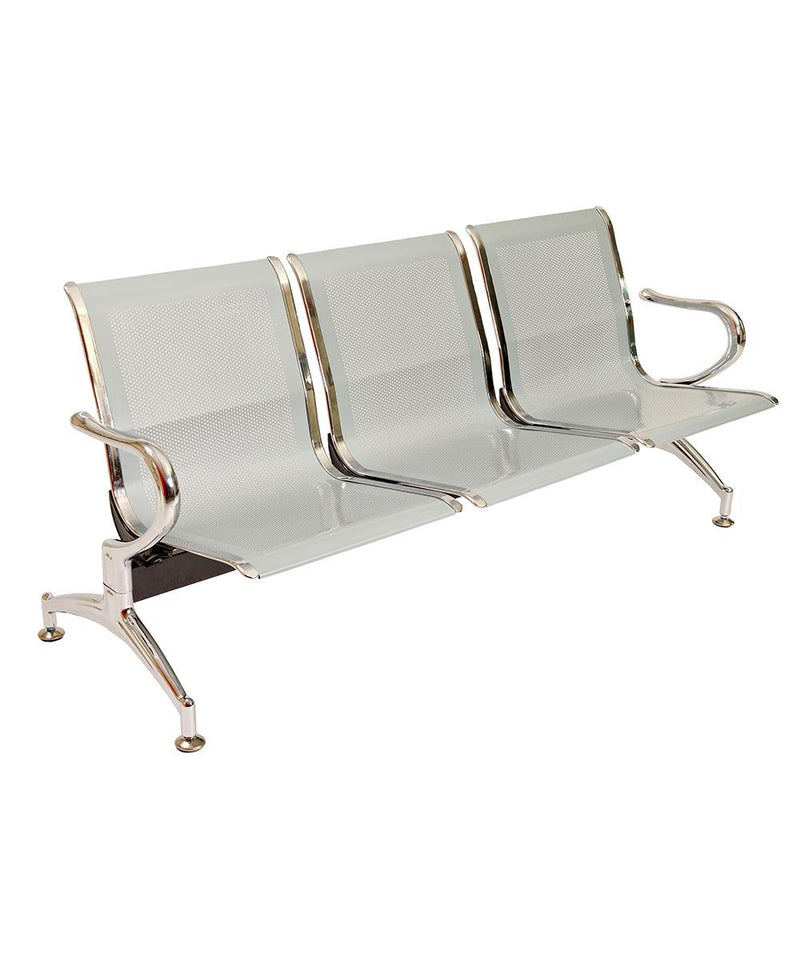 Panca per Sala Attesa 3 Posti in Acciaio da Ufficio Bozzini Silver