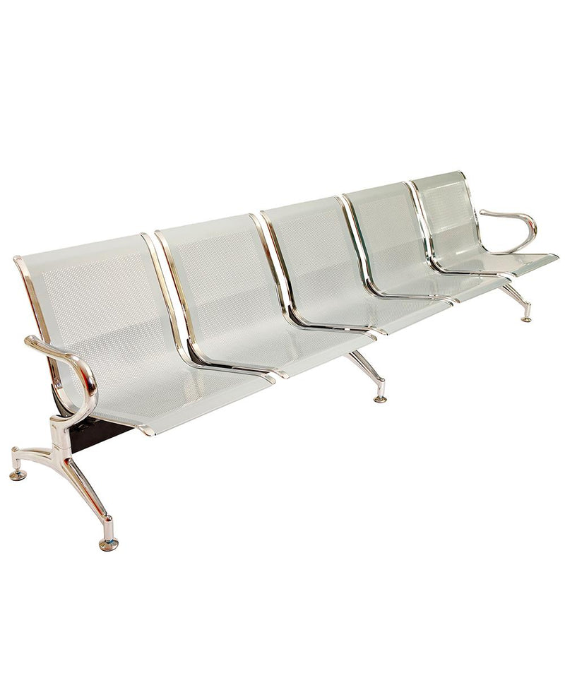 Panca per Sala Attesa 5 Posti in Acciaio da Ufficio Bozzini Silver