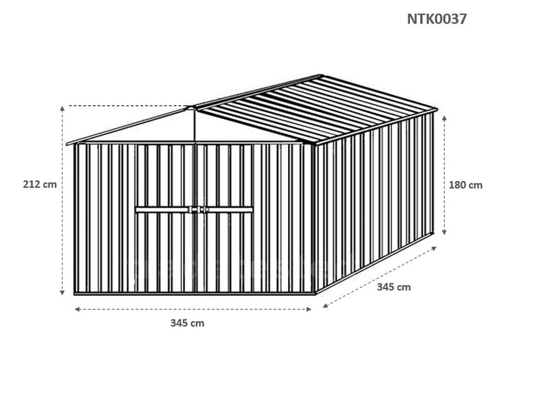Casetta Box da Giardino in Lamiera di Acciaio Porta Utensili 360x345x212 cm Enaudi Bianca