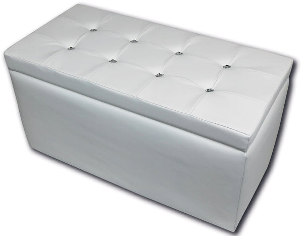 online Trunk Chest Pouf Container aus Kunstleder in Silvia White